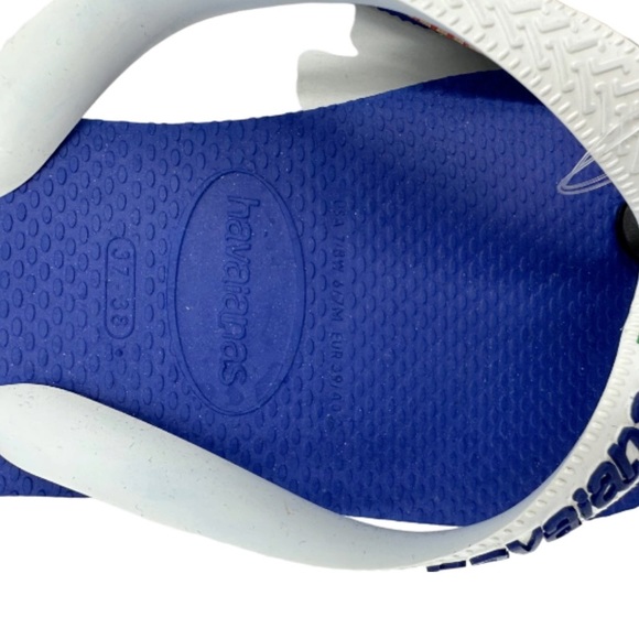 NWT Havaianas Flip Flops Sandals Blue Women’s 37-38 Brazil Brazil Logo Beach - Picture 6 of 10
